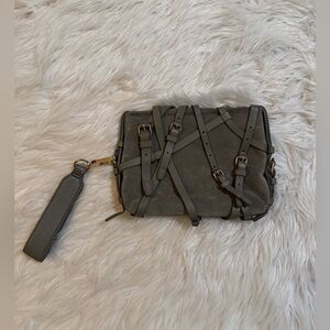 Alexander Wang Kirsten Clutch Bag Suede Leather Grey